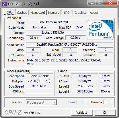 Intel Pentium G2020t 2494 42 Mhz Cpu Z Validator