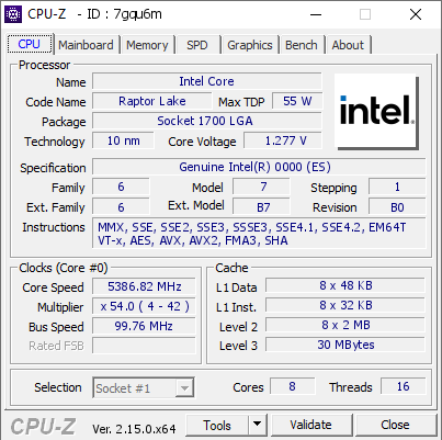 screenshot of CPU-Z validation for Dump [7gqu6m] - Submitted by  Anonymous  - 2025-08-22 08:13:23