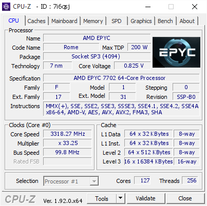 screenshot of CPU-Z validation for Dump [7i6qsj] - Submitted by  DESKTOP-VC87MCV  - 2020-05-29 17:58:22