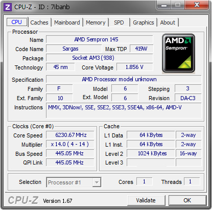 screenshot of CPU-Z validation for Dump [7ibanb] - Submitted by  FARID  - 2013-12-25 19:12:01