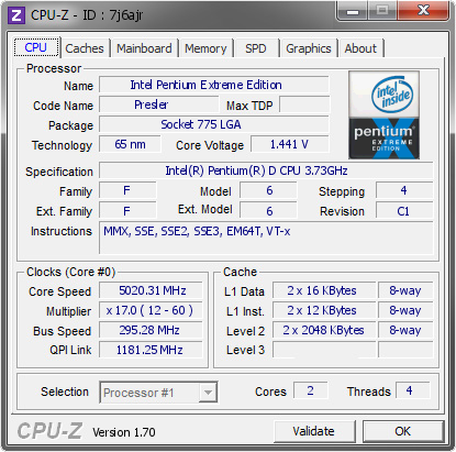 screenshot of CPU-Z validation for Dump [7j6ajr] - Submitted by  wallawallaman  - 2014-09-12 05:09:09