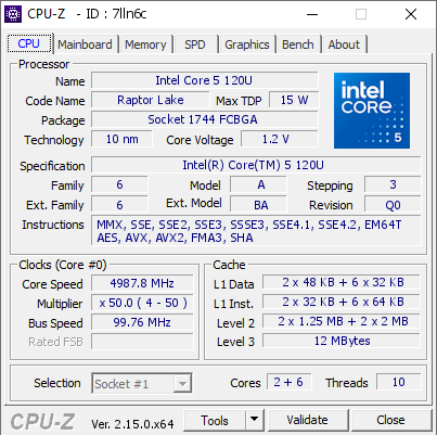 screenshot of CPU-Z validation for Dump [7lln6c] - Submitted by  Anonymous  - 2025-09-06 09:10:41