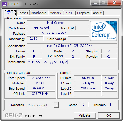 screenshot of CPU-Z validation for Dump [7lwf71] - Submitted by  HPPAVILION515N  - 2014-06-22 20:06:20