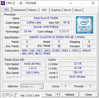 screenshot of CPU-Z validation for Dump [7m33e5] - Submitted by  Anonymous  - 2023-01-16 14:37:49