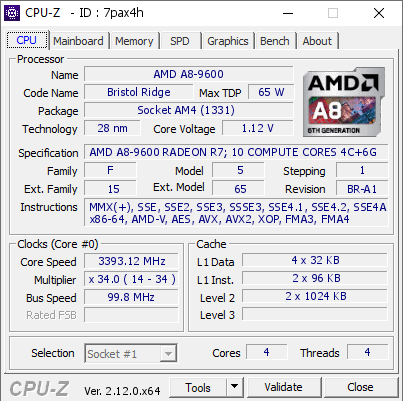 screenshot of CPU-Z validation for Dump [7pax4h] - Submitted by  DESKTOP-GFQ904H  - 2025-01-14 14:58:16