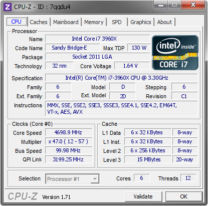 screenshot of CPU-Z validation for Dump [7qqdu4] - Submitted by  NEMESIS-PC  - 2015-04-01 01:04:08