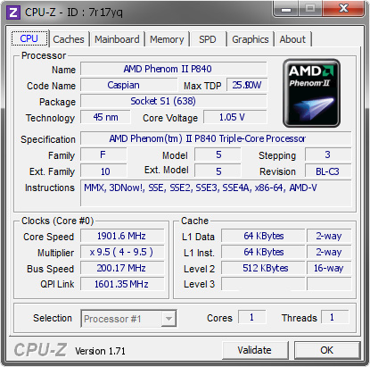 screenshot of CPU-Z validation for Dump [7r17yq] - Submitted by  PC-PC  - 2014-12-15 18:12:07