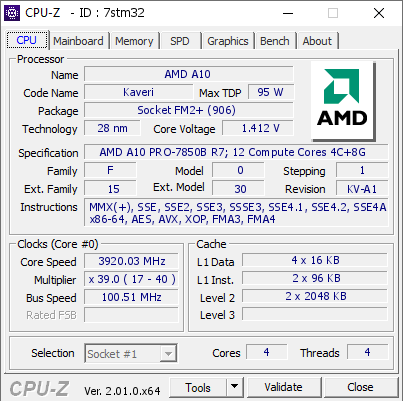 screenshot of CPU-Z validation for Dump [7stm32] - Submitted by  DESKTOP-CR5GDU8  - 2022-08-18 06:20:24