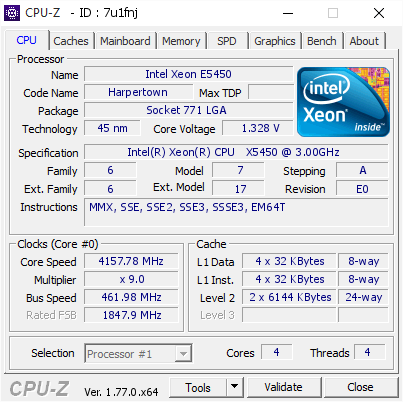 screenshot of CPU-Z validation for Dump [7u1fnj] - Submitted by  Colas  - 2016-08-22 19:08:47