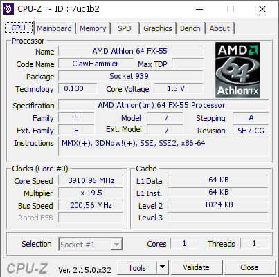 screenshot of CPU-Z validation for Dump [7uc1b2] - Submitted by  Sparks.nl  - 2026-07-04 12:07:32