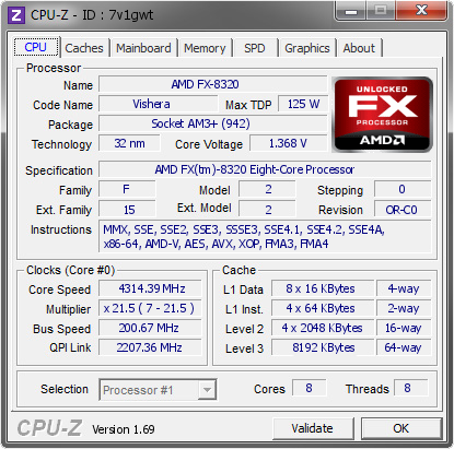 screenshot of CPU-Z validation for Dump [7v1gwt] - Submitted by  XEON-PC  - 2014-04-17 11:04:41