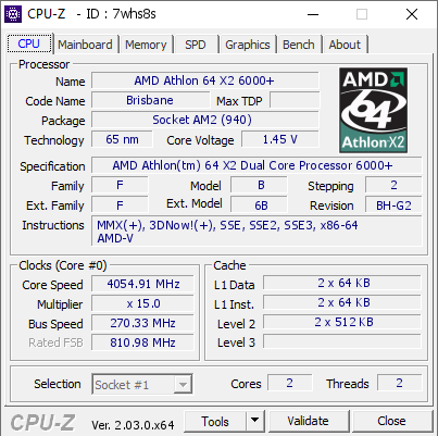 screenshot of CPU-Z validation for Dump [7whs8s] - Submitted by  TAGG  - 2023-02-24 01:53:35