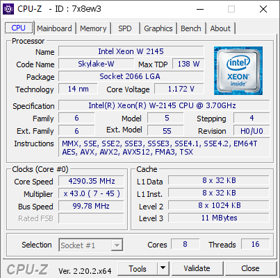 screenshot of CPU-Z validation for Dump [7x8ew3] - Submitted by  CARLSSONS4303  - 2026-07-20 02:07:50