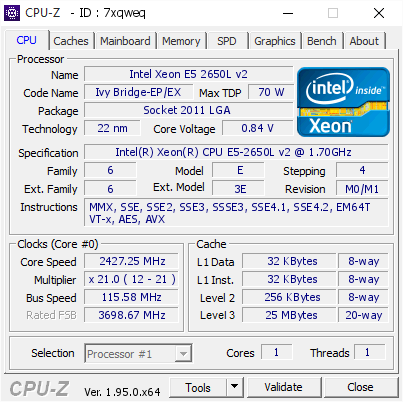 screenshot of CPU-Z validation for Dump [7xqweq] - Submitted by  Tolocat1X  - 2021-06-15 14:46:25