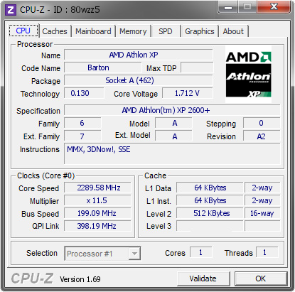 screenshot of CPU-Z validation for Dump [80wzz5] - Submitted by  sburnolo  - 2014-07-12 22:07:31