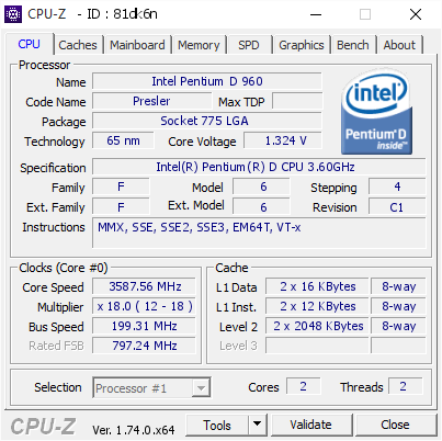 screenshot of CPU-Z validation for Dump [81dk6n] - Submitted by  Dell Dimension 9150  - 2015-11-30 19:01:07
