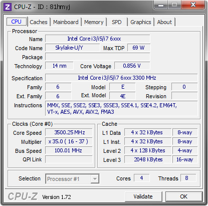 screenshot of CPU-Z validation for Dump [81hmyj] - Submitted by  PCPERSO  - 2015-04-23 23:04:59