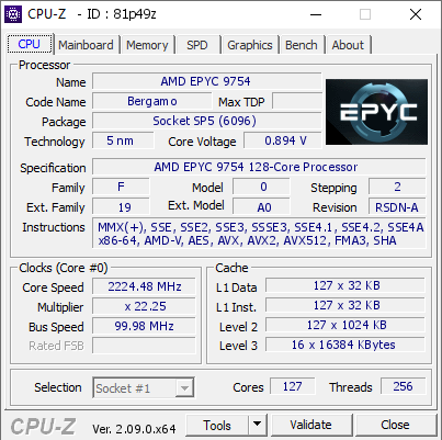 screenshot of CPU-Z validation for Dump [81p49z] - Submitted by  Anonymous  - 2024-05-23 14:30:20