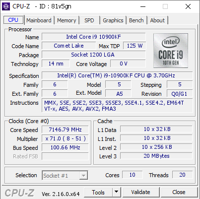 screenshot of CPU-Z validation for Dump [81v5gn] - Submitted by  firedfly  - 2025-11-28 01:34:46