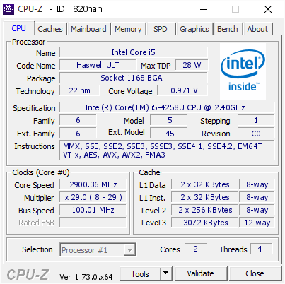 screenshot of CPU-Z validation for Dump [820hah] - Submitted by  SYLVESTERROCKY  - 2015-08-26 20:39:01