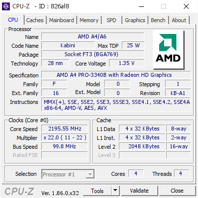 screenshot of CPU-Z validation for Dump [826al8] - Submitted by  DESKTOP-CEN6K50  - 2018-11-04 10:48:06