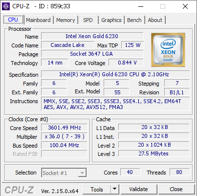 screenshot of CPU-Z validation for Dump [859c33] - Submitted by  Anonymous  - 2025-07-01 15:10:07