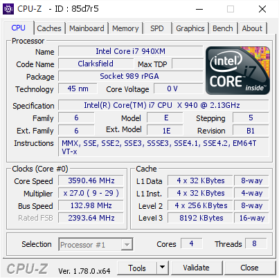 screenshot of CPU-Z validation for Dump [85d7r5] - Submitted by  Anonymous  - 2017-03-30 14:19:30