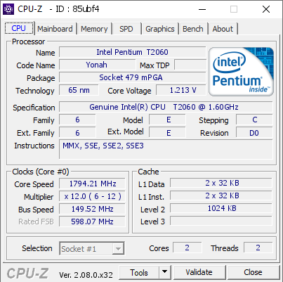 screenshot of CPU-Z validation for Dump [85ubf4] - Submitted by  IdeaFix  - 2023-10-06 19:03:05