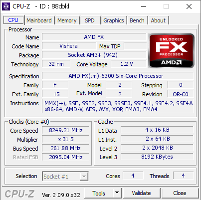 screenshot of CPU-Z validation for Dump [88dbkl] - Submitted by  unityofsaints  - 2024-10-30 00:20:19