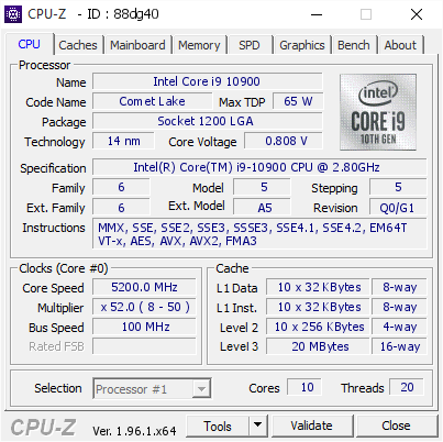 screenshot of CPU-Z validation for Dump [88dg40] - Submitted by  DESKTOP-EM5TVV7  - 2021-08-23 21:24:39