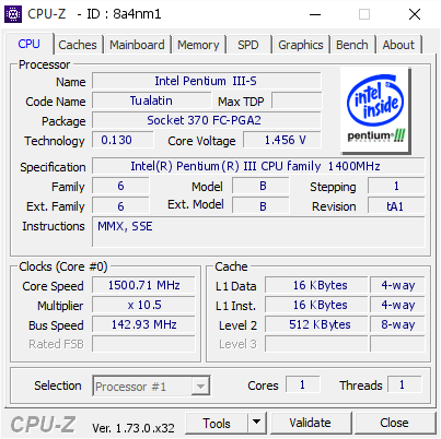 screenshot of CPU-Z validation for Dump [8a4nm1] - Submitted by  Tk Desimon  - 2015-08-14 18:52:55
