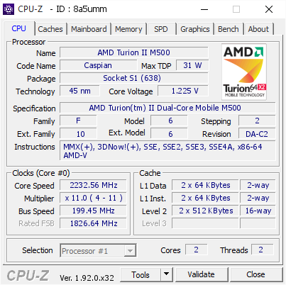 screenshot of CPU-Z validation for Dump [8a5umm] - Submitted by  DESKTOP-U6OBTK5  - 2020-06-02 22:55:57