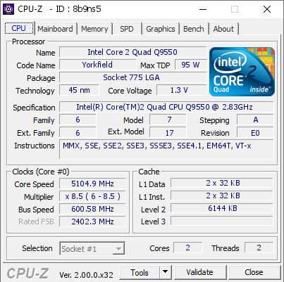 screenshot of CPU-Z validation for Dump [8b9ns5] - Submitted by  Luumi  - 2024-12-11 02:42:03