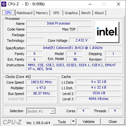 screenshot of CPU-Z validation for Dump [8c888p] - Submitted by  DESKTOP-TP9UK3J  - 2021-11-30 09:18:29
