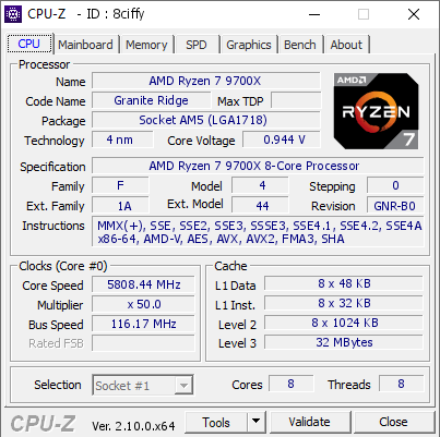 screenshot of CPU-Z validation for Dump [8ciffy] - Submitted by  淋溯郗刹  - 2024-08-25 03:45:05