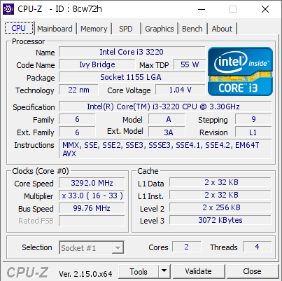 screenshot of CPU-Z validation for Dump [8cw72h] - Submitted by  Anonymous  - 2025-05-17 13:58:32