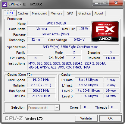 screenshot of CPU-Z validation for Dump [8d506g] - Submitted by  WESKER-PC  - 2014-10-26 16:10:19
