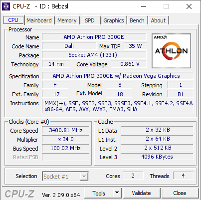 screenshot of CPU-Z validation for Dump [8ebzsl] - Submitted by  Anonymous  - 2024-01-24 02:18:22