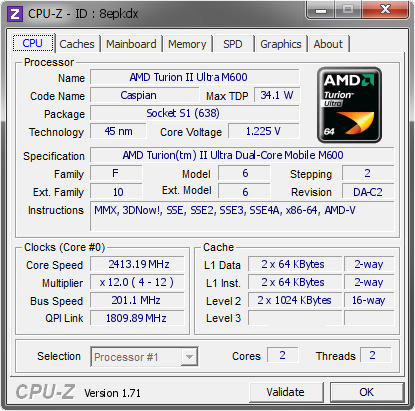 screenshot of CPU-Z validation for Dump [8epkdx] - Submitted by  MARTHA-PC  - 2014-11-02 22:11:16