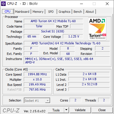 screenshot of CPU-Z validation for Dump [8icrkr] - Submitted by  ASD-ПК  - 2025-05-01 13:09:34