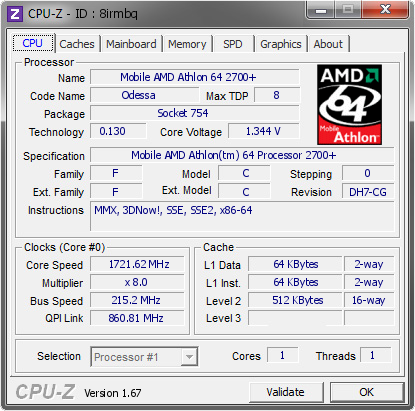 screenshot of CPU-Z validation for Dump [8irmbq] - Submitted by  Lippokratis  - 2014-01-10 18:01:46