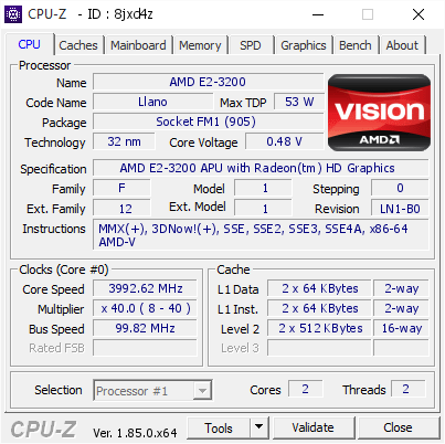 screenshot of CPU-Z validation for Dump [8jxd4z] - Submitted by  DESKTOP-D6O3KHV  - 2018-05-05 08:41:50