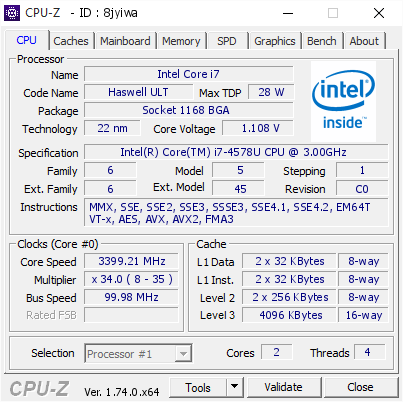 screenshot of CPU-Z validation for Dump [8jyiwa] - Submitted by  NUC  - 2015-11-09 06:45:14