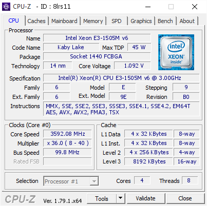 screenshot of CPU-Z validation for Dump [8lrs11] - Submitted by  Anonymous  - 2017-07-04 09:42:53