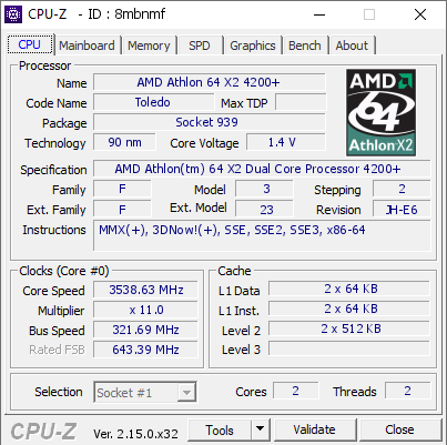 screenshot of CPU-Z validation for Dump [8mbnmf] - Submitted by    - 2026-05-22 21:18:56