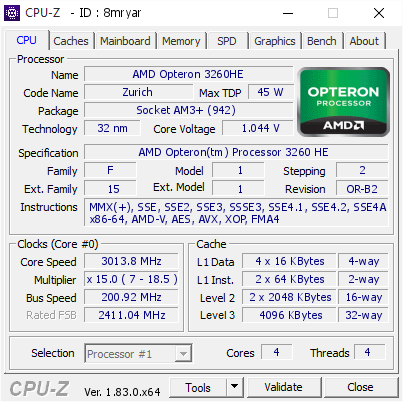 screenshot of CPU-Z validation for Dump [8mryar] - Submitted by  Anonymous  - 2018-03-18 11:02:46