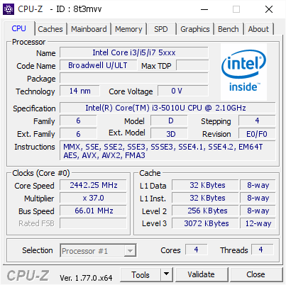 screenshot of CPU-Z validation for Dump [8t3mvv] - Submitted by  DESKTOP-R4112T3  - 2016-08-14 20:15:28