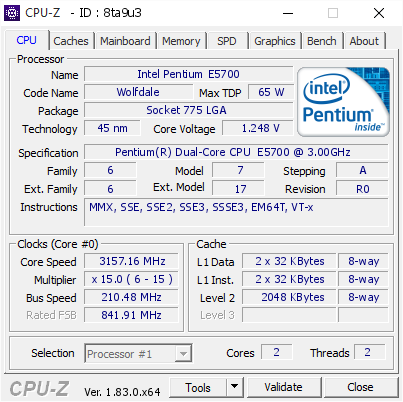 screenshot of CPU-Z validation for Dump [8ta9u3] - Submitted by  XEON-PC  - 2018-02-22 10:19:08