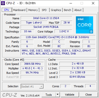 screenshot of CPU-Z validation for Dump [8x2ntm] - Submitted by  Anonymous  - 2026-04-05 17:29:04