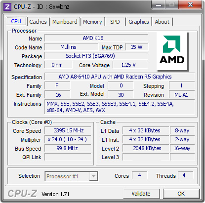 screenshot of CPU-Z validation for Dump [8xwbnz] - Submitted by  BALKARSINGH  - 2014-12-27 16:12:18